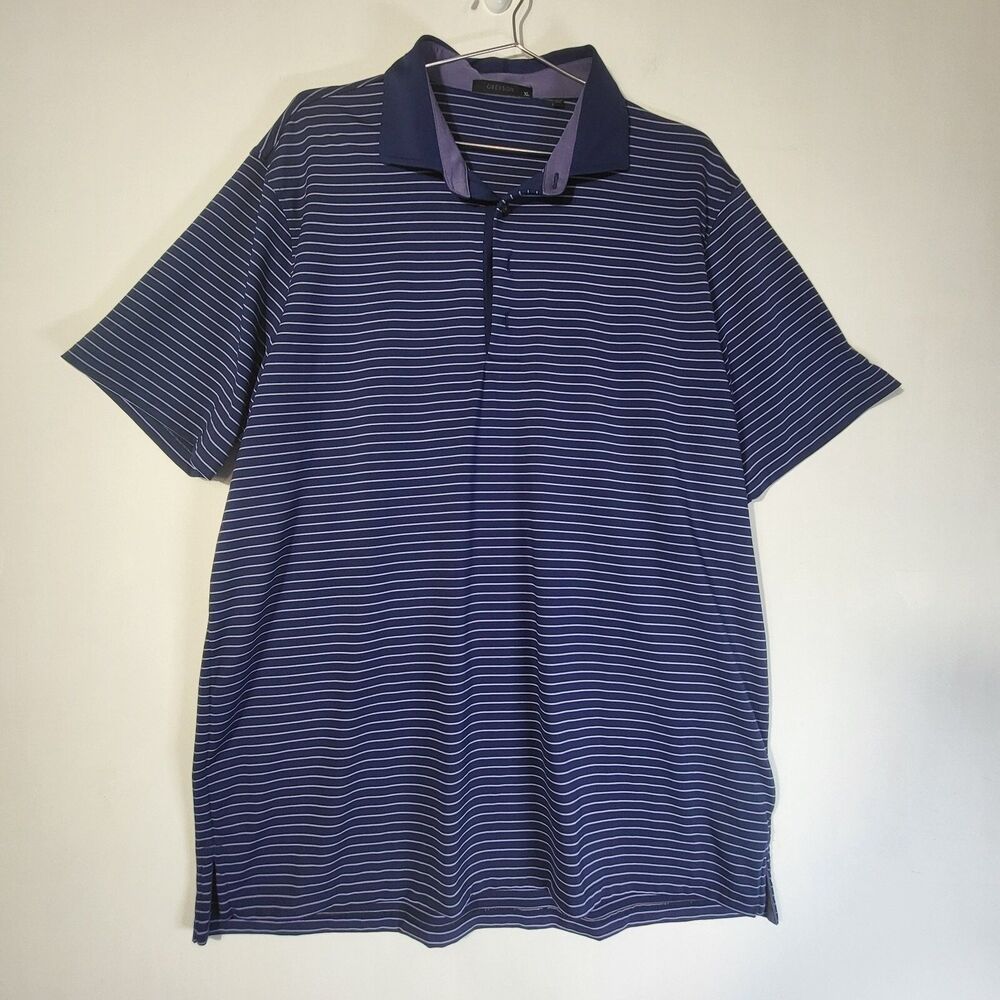 Men's Greyson Polo Golf Shirt Baltusrol Club Embroidered XL Blue Striped